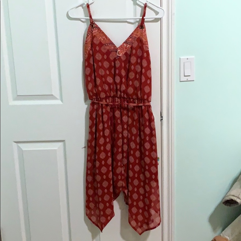 Red floral summer dress